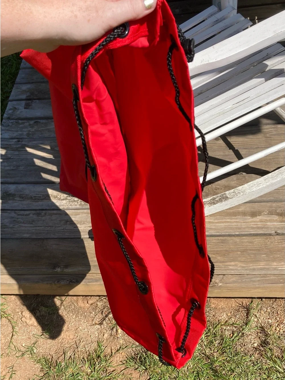 Marlboro Red Duffel with Black Web Handles and Adventure Team Logo